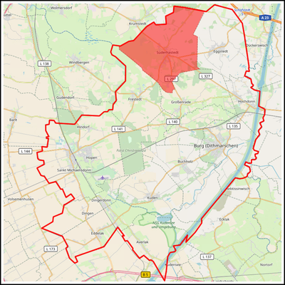 Süderhastedt Karte © OpenStreetMap-Mitwirkende